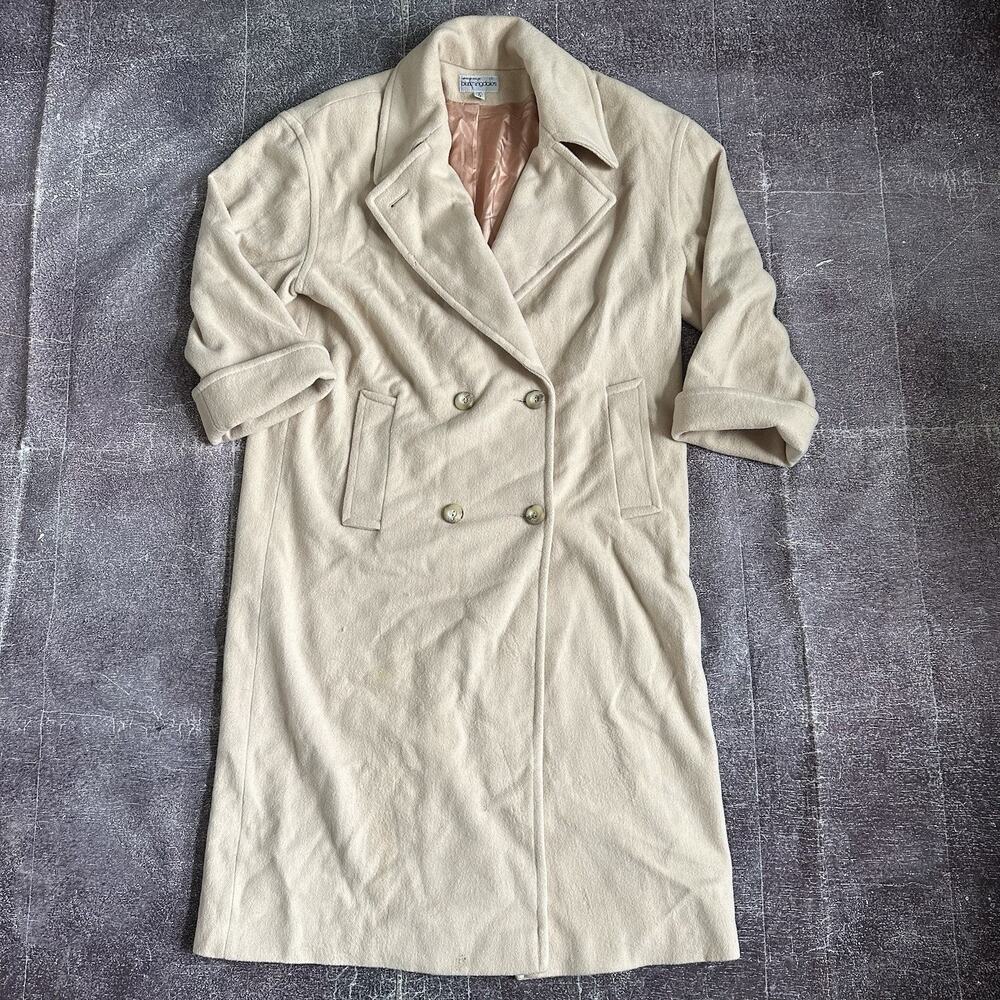 Women's Vintage 70's Bloomingdales Ivory Pink Wool Double Breasted Jacket Sz 12